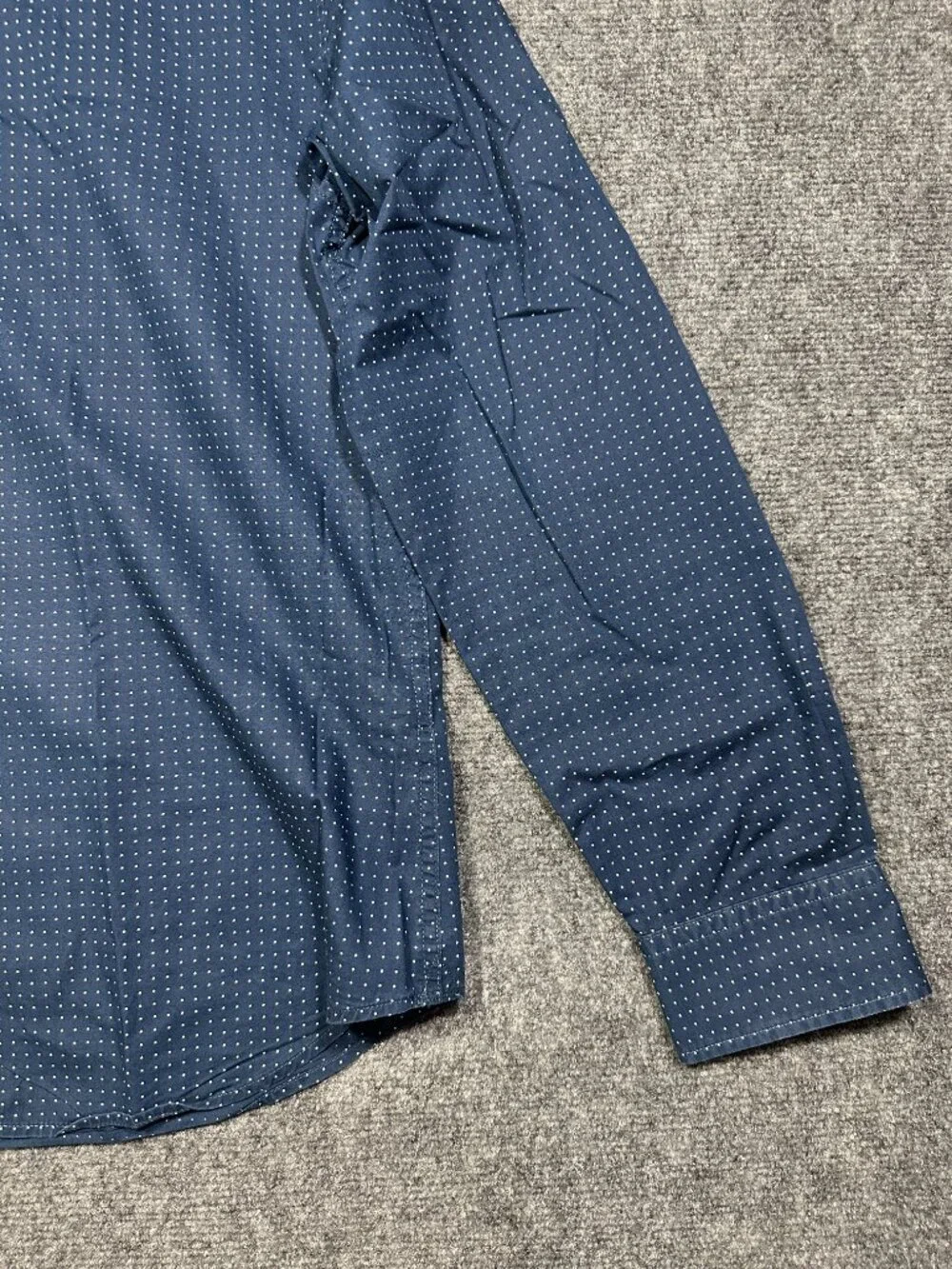 Banana Republic Shirt Mens Medium Grant Fit Custom Wash Blue White Polka Dot